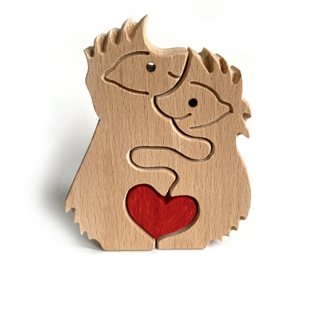 Hedgehogs Family Handmade Wooden 3D Puzzle